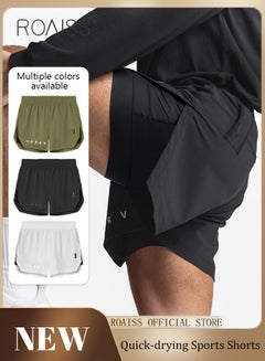 Buy Men Functional Sports Fitness Pants Double Layer Skin Friendly Fabric Breathable Wear Resistant Quick Drying Material Training Pants Lined with Pockets in UAE