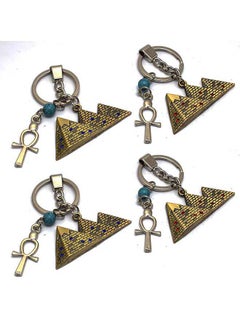 Buy 4 pieces of immatgar pharaonic Egyptian 3 Pyramids keychain with ankh key Egyptian souvenirs gifts Inspired Gift from Egypt ( Burnt Yellow ) in Egypt