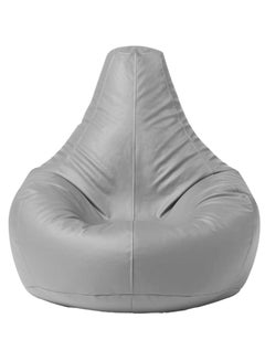 Buy Faux Leather Tear Drop Recliner Bean Bag with Filling Light Grey in UAE