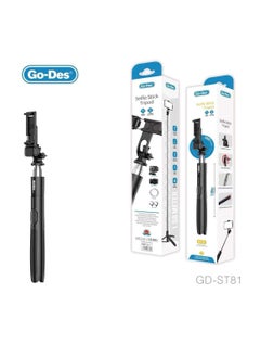 Buy Go-Des Selfie Stick Tripod with Wirelesss Control Camera Telescopic tripod Stand for outdoor photography selfie stick phone holder in UAE