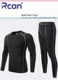 Buy Men's Round Neck Quick Dry Thermal Underwear Set Winter Pajamas Lightweight Slim Fitting Outdoor Sport Body Sculpting Long Sleeved T-Shirt and Long Pants Plush lined Basic Layer Bottoming Shirt in Saudi Arabia