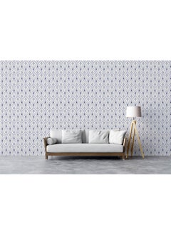 اشتري Cream And Blue Fan Geometric Fabric Wallpaper Covers An Area ​​Up To 4.2Mx3M With Adhesive And Smoothing Tool في مصر