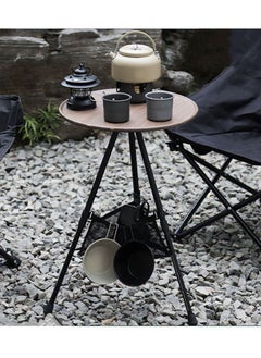 Buy Telescopic Folding Portable Three-legged Liftable Aluminum Alloy Round Coffee Outdoor Camping Dining Table with Storage bag for Hike Picnic in Saudi Arabia