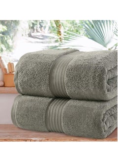 Buy COMFY 2 PC HIGHLY ABSORBENT GREY COMBED BATH & SPA SHEET TOWEL SET in UAE