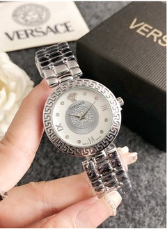 Buy Versace Women's Classic Fashion Cubic Zirconia Quartz Watch, 925 Silver Strap 33mm in UAE