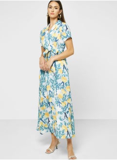 Buy Tie Detail Printed Dress in Saudi Arabia