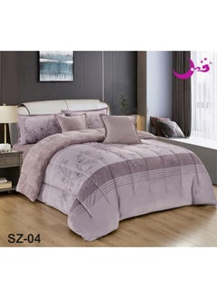 Buy 6 Pieces Winter Comforter Set One Velvet Side And One Side Fur Queen Size 230x250 cm in Saudi Arabia