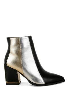 Buy Three Tone Block Heel Boots in Black in UAE