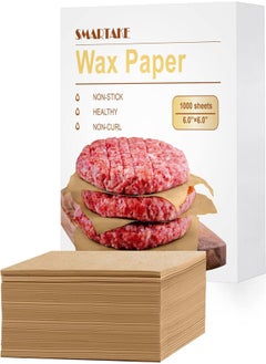 اشتري SMARTAKE 6 × 6 Inches Wax Paper, 1000 Pcs Non-Stick Hamburger Patty Paper, Square Sandwich Separators Wrap Paper, for Lunch, Restaurants, Barbecues, Picnics, Parties, Barbecue, Unbleached في مصر