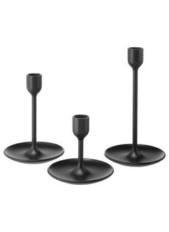 Buy Candlestick, Set Of 3, Black in Saudi Arabia