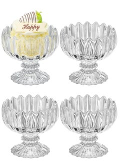 Buy Dessert Cups Ice Cream Cups Glass Clear Footed Tulip Glass Dessert Bowls Small Ice Cream Bowls Dessert Bowls for Housewarmings Parties Weddings 4 Pack in Saudi Arabia