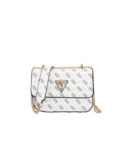 Buy shoulder bag, fashionable and versatile, printed retro small square bag, simple chain crossbody bag white in UAE