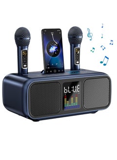 اشتري S39 Pro Portable Bluetooth Speaker With 2 Microphones UHF Wireless Karaoke Machine For Adults And Kids Speaker System With Gradual Colorful LED Lights For Home Party في الامارات