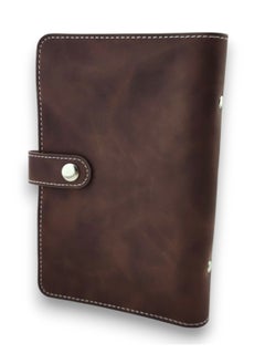 اشتري Money Wallet - A6 Size Leather Flip Binder Wallet with Large Snap Closure (Brown) في مصر