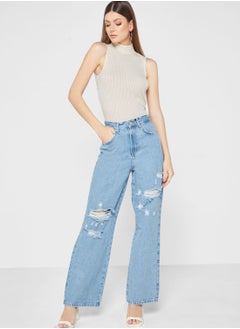 Buy Ripped Straight Jeans in UAE