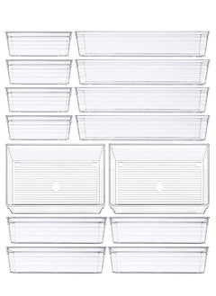 Buy SYGNIFIC Desk Drawer Organizer Trays for Makeup,14Pcs Bathroom Drawer Dividers Plastic Vanity Organizers Storage Bins Big Size for Makeups, Jewelries, Dresser, Kitchen Utensils and Office Supplies in UAE