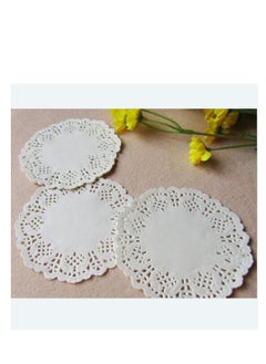 Buy 6.5-in Lace Paper Doilies Disposable Decorative Round Paper Tableware Decoration 100 Piec White in Egypt