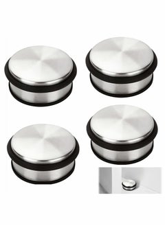 اشتري 4 PcsDoor Stop Stainless Steel, Heavy Duty Chrome Door Stopper with Rubber Buffer Ring, Metal Round Door Stoppers for Floor, Safety Door Wedge for Home Office في السعودية