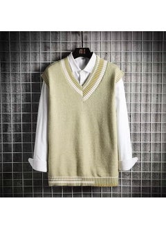 اشتري Knit Vest V-Neck Sweater Unisex Spring Autumn Casual Green في الامارات