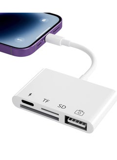 اشتري SD Card Reader for iPhone/iPad,iPhone SD Card Reader,4 in 1 USB OTG Adapter for iPhone Compatible MicroSD/SD في الامارات