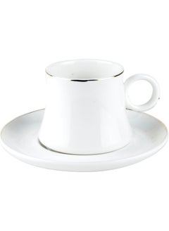 Buy Shallow Classic 6-Piece 183Cc Tea Cup Set In White Porcelain Ceramic - Elegant Cups For Tea Lovers in UAE