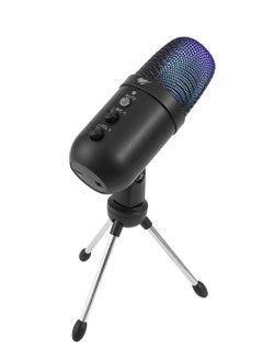 Buy USB RGB Gaming Microphone for PC with Mute Button, suitable for live broadcasting, recording, and chatting in Saudi Arabia