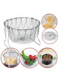 اشتري Deep Fryer Basket Stainless Steel Foldable Strainer Fry Baskets Cooking Basket for Frying Steaming Straining Rinsing في السعودية