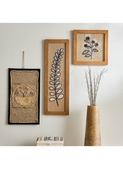 Buy Enzo Wall Decor with Jute and Shell 40 x 1 x 23 cm in UAE