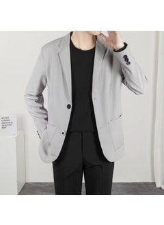 اشتري Spring Autumn Casual Mens Blazer Korean Trendy Loose Fit Jacket Light gray في الامارات