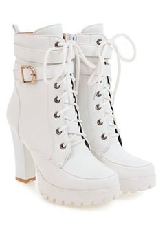Buy Fashion Ankle Boots With Belts White in Saudi Arabia