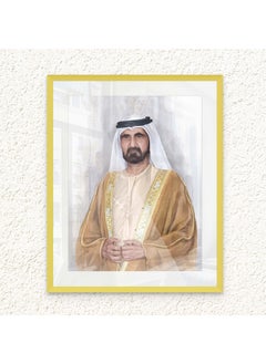 اشتري Art Decor Framed Fine Art of Sheikh Mohammed Bin Rashid Al Maktoum Portrait UAE Wall Art with Matt Board Print Wall Decor for Home Living Room Office and Gifting في الامارات