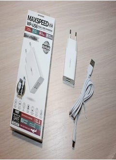 Buy WK DESIGN WP-U56 Soda Wall Charger Included with Android Cable, 2 Charging Ports - White in Egypt