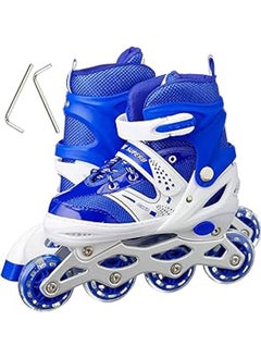 Buy Adjustable Roller Skate Shoes Led Light Single Row 4-Wheels Size 31-34 in Egypt