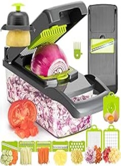 اشتري Kook 12 in 1 Onion Slicer with 7 Adjustable Stainless Steel Blades with Food Storage Box for Vegetable and Fruit في مصر