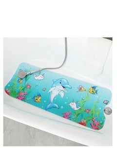 Buy Cartoon Non-Slip Bathtub Mat for Kids 40x16 Inch Baby Bath Extra Long Anti Slip Shower with Suction Cups & Drain Holes Machine Washable in Saudi Arabia