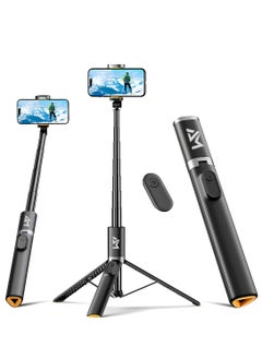 اشتري 165cm/65" Portable Selfie Stick Tripod withRemote, Compact Photo Video Wireless Selfie Stick Tripod Stand 360° Rotate Travel for Cell Phones Apple iPhone Pro Max 15 14 13 Samsung Xiaomi GoPro في الامارات