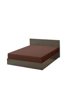 Buy Stripe Microfiber Chocolate Fitted Sheet King 180x200 cm in UAE