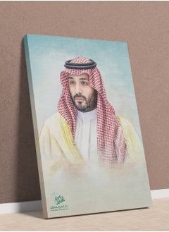 Buy Canvas Wall Art Stretched Over Wooden Frame with Prince Mohamed Bin Salman Painting For Saudi National Day in Saudi Arabia