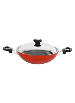 Buy Flat Bottom Kadai, 26 cm, Red in UAE