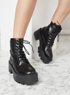 Buy Chunky Lace Up Platform Ankle Boots in Saudi Arabia