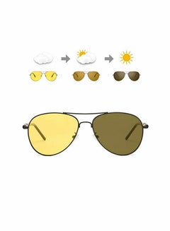 Buy Night Driving Glasses, Polarized Aviator Sunglasses for Men Women Lightweight Outdoor 100% UV 400 Protection HD Vision Anti-Glare Glasses (Black Lens Frame) in Saudi Arabia