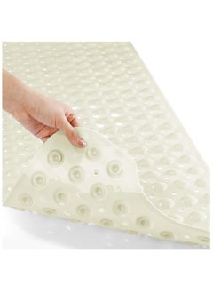 Buy Non-Slip Bath Tub Shower Mat with Suction Cups and Drain Holes, 40x16in, ( Light Beige ) in UAE