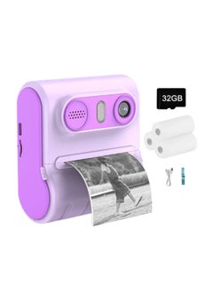 Buy Digital Camera For Kids 46MP Kids Camera With 32GB SD Card Full HD 1080P Cameras Mini Kids Camera With Instant Print Thermal Printer With 3 Thermal Rolls 2.4Inch Eye Protect Screen With Speaker Purple in UAE