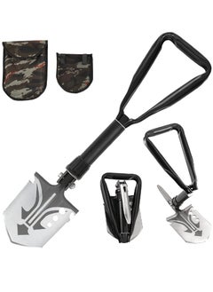 Buy Folding Shovel Multifunctional Mini Foldable Shovel Survival Spade Portable Entrenching Tool, for Gardening, Camping Hiking, Backpacking, Fishing(Black - Foldable) in UAE