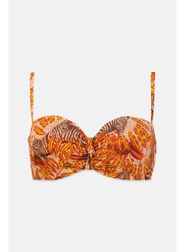 Buy Women Padded Printed Bikini Top, Orange Combo in Saudi Arabia