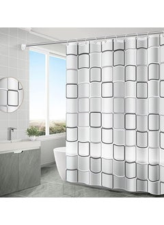 Buy Waterproof Square Printing Shower Curtain White 180x200centimeter in UAE