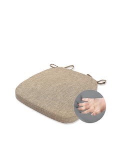 Buy Memory Foam Non Slip Kitchen Chair Pad and Dining Seat Cushion with Ties Machine Washable Cover [16.5 x 16.2 Inches] - Dark Beige in UAE