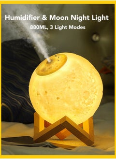 اشتري 3-in-1 Aroma Diffuser Humidifier, Essential Oil Diffuser & Air Humidifier &  Full Moon Lamp Night Light, 880ML 3 Lights 30H Humidifying, Home Decor Bedroom Office Birthday Housewarming Gift Kids Room في الامارات