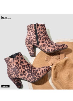 Buy Elegant Transparent Suede Wide Heel Boots - Tiger R-8 in Egypt