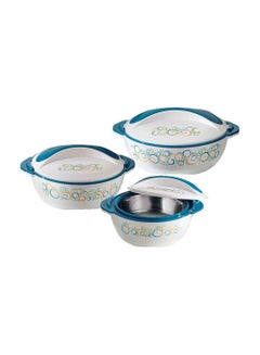 Buy Perfect Design Food Container Set, 3 Pieces Green/White in Saudi Arabia